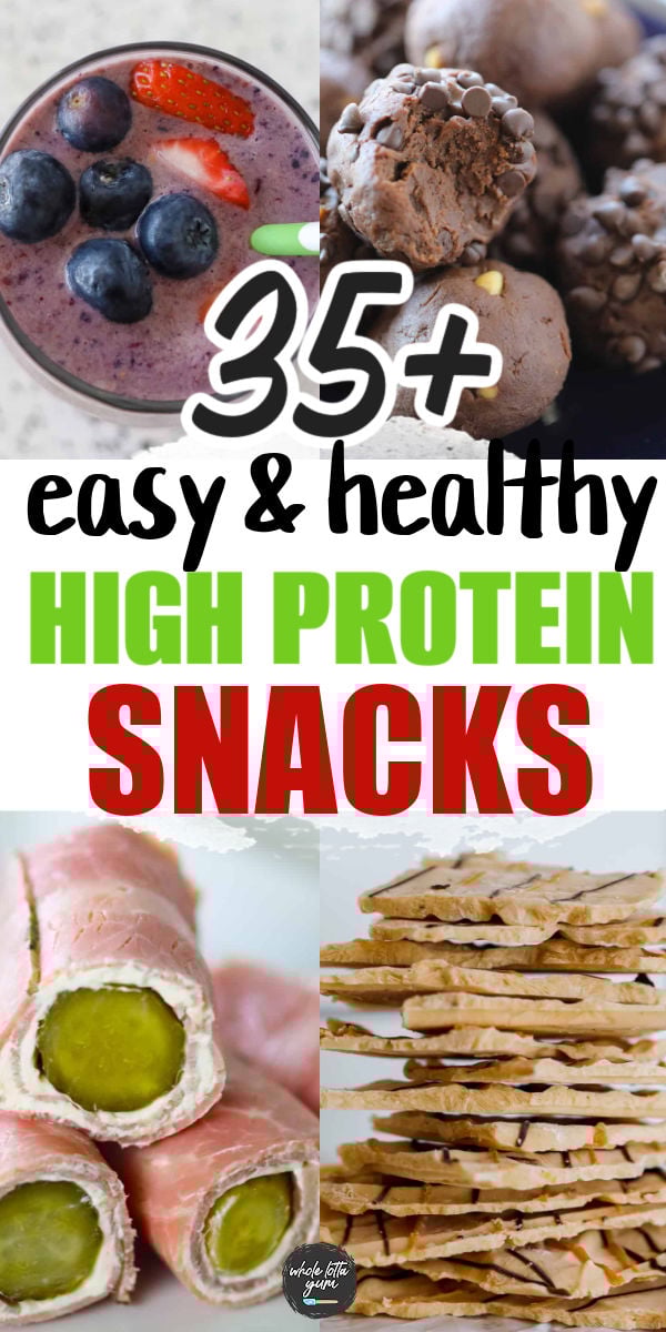high protein snack ideas graphic for social media