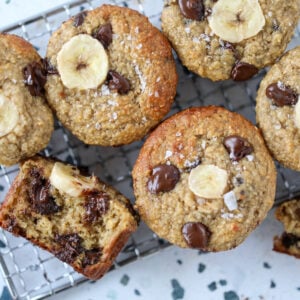 protein muffins with banana and chocolate chips