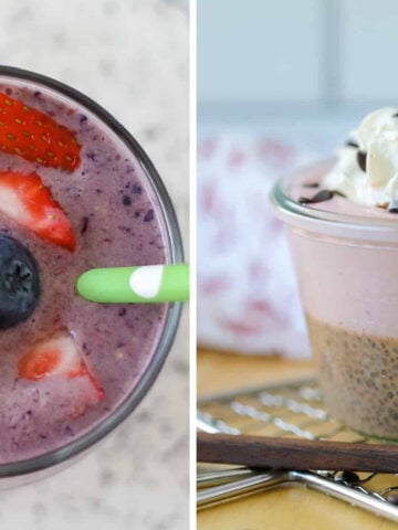 high protein breakfast ideas no eggs including a high protein smoothie and chia seed pudding