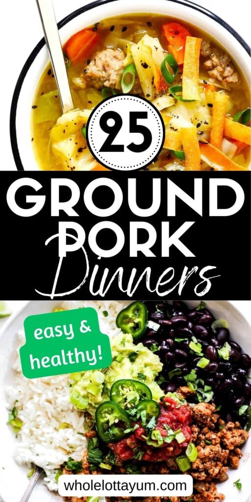 easy ground pork recipes collage for social media