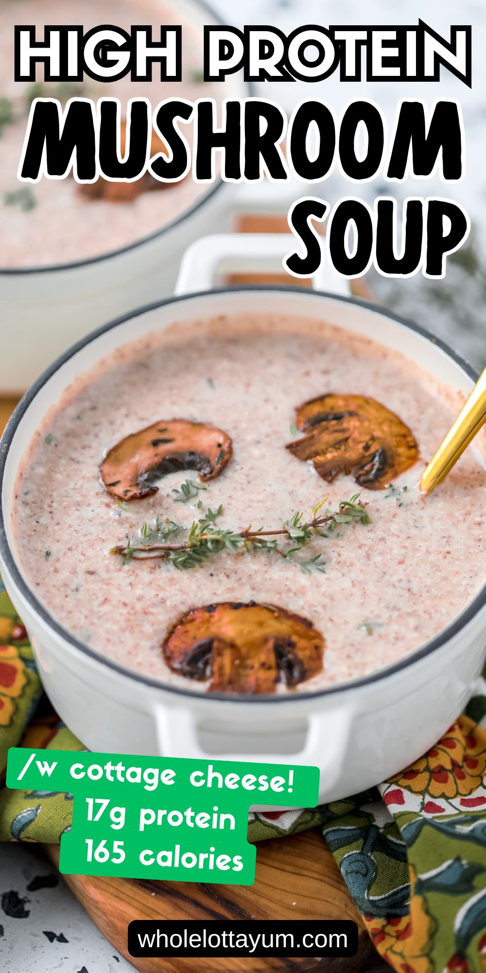 healthy mushroom soup cottage cheese recipe pin for pinterest