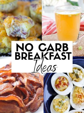 high protein no carb breakfast ideas collage of foods