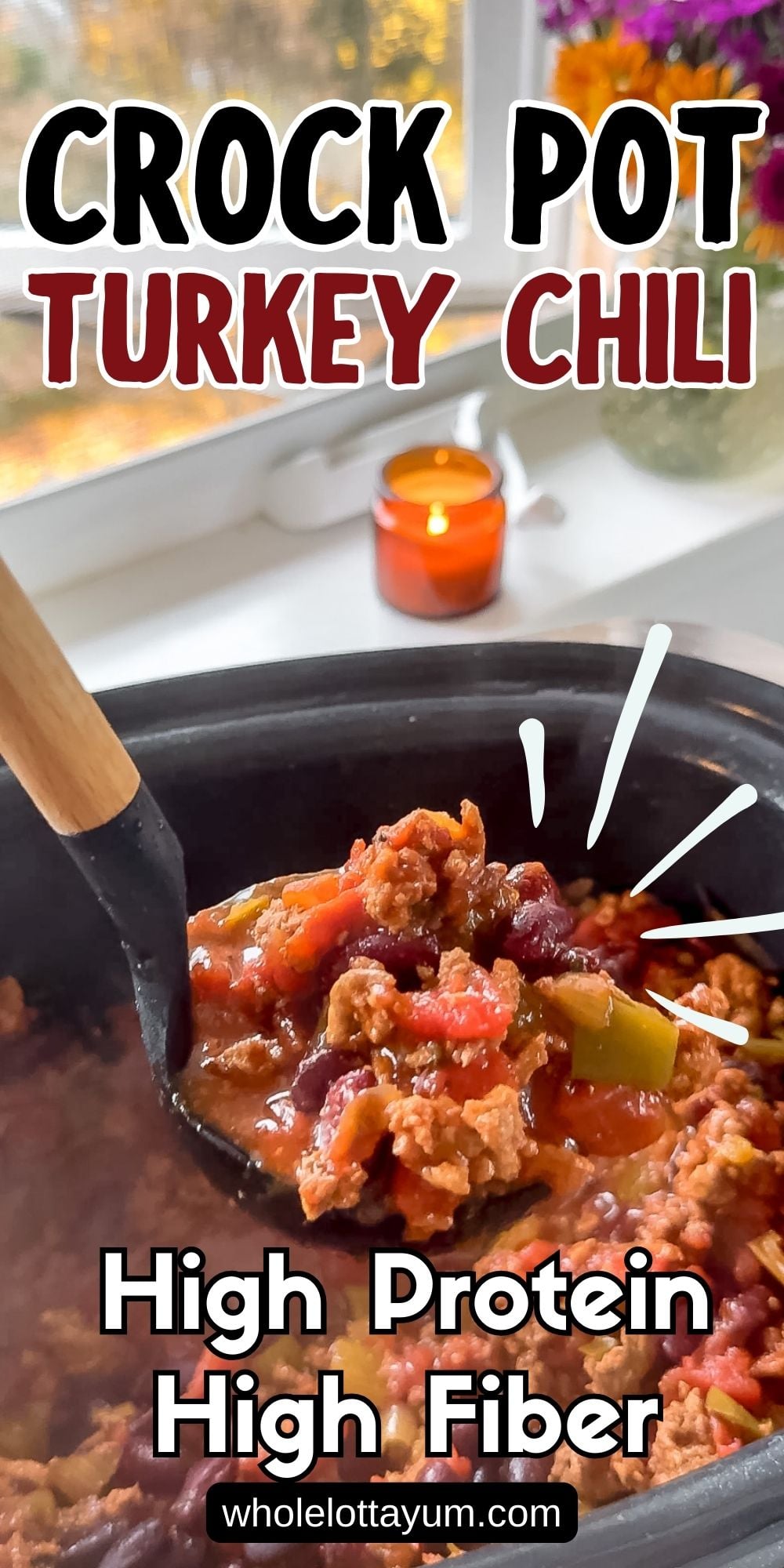 healthy crock pot turkey chili pin for pinterest