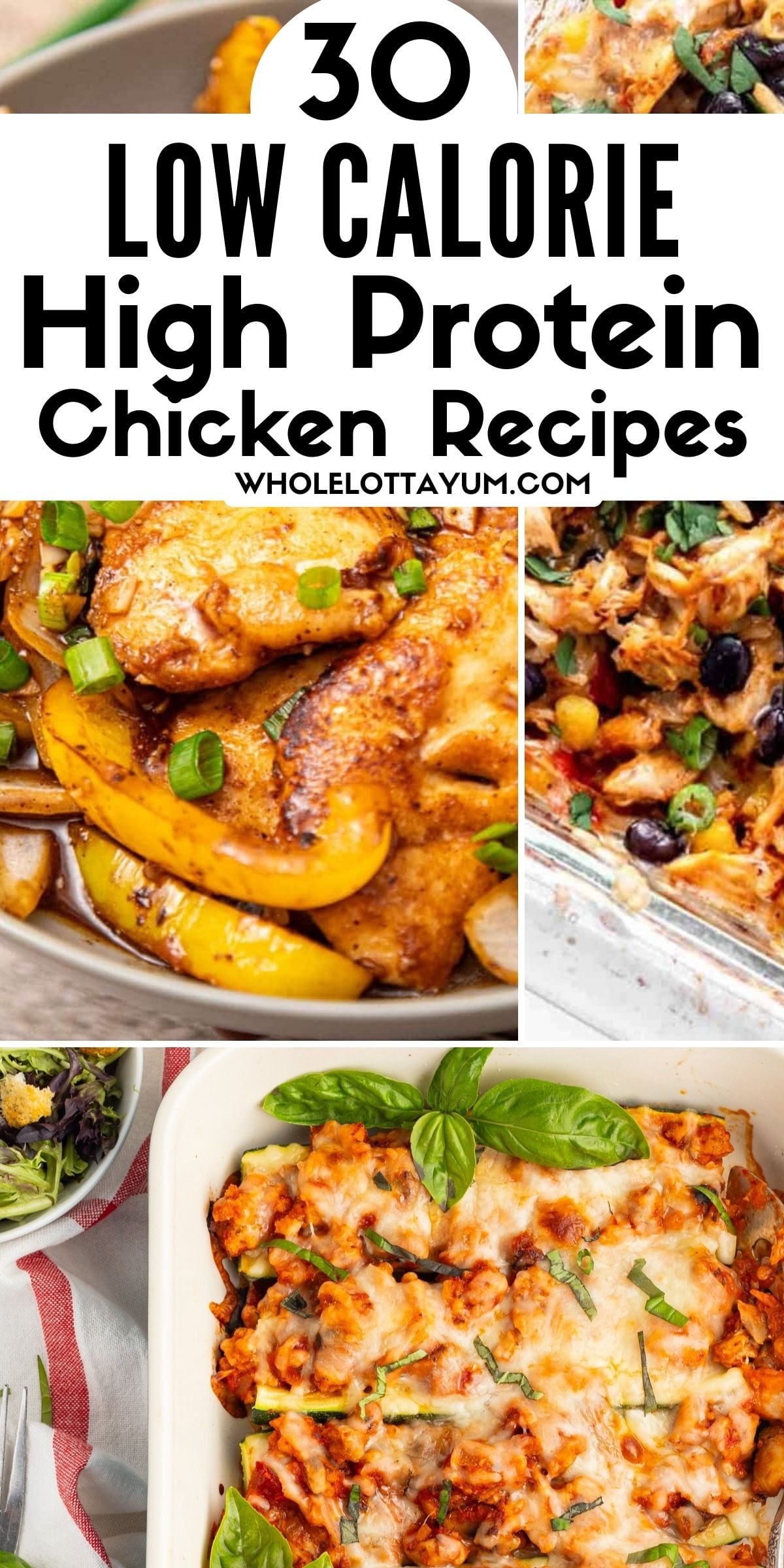 Easy High Protein Low Calorie Chicken Recipes collage for Pinterest