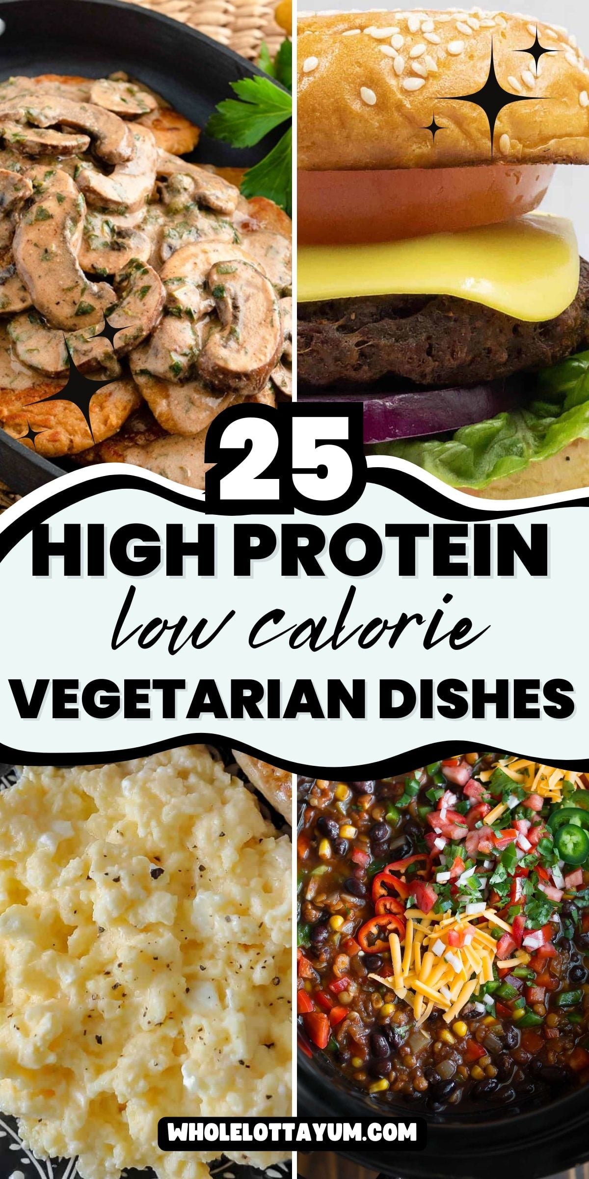 pinterest collage of high protein low calorie vegetarian meals