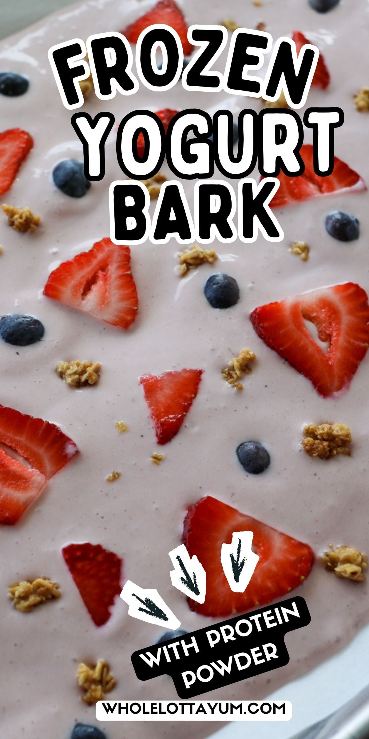 pin image for frozen strawberry yogurt bark