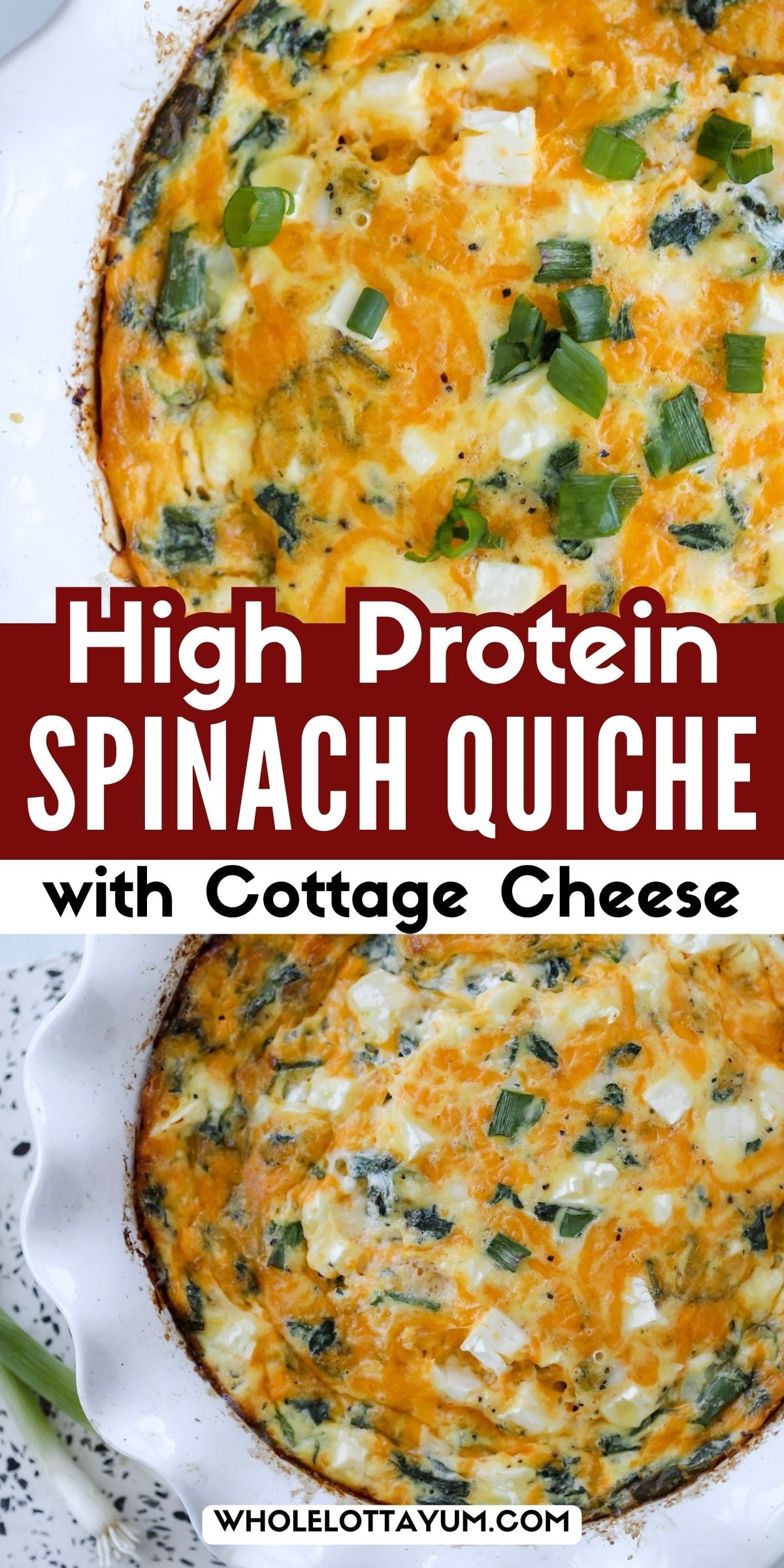 high protein spinach quiche with cottage cheese