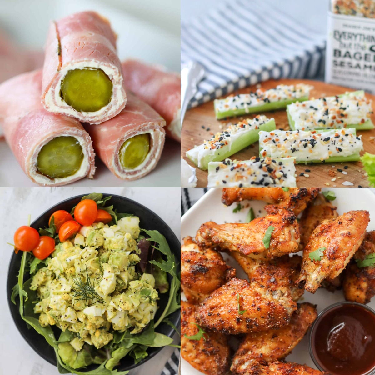 no carb lunch ideas collage of recipes