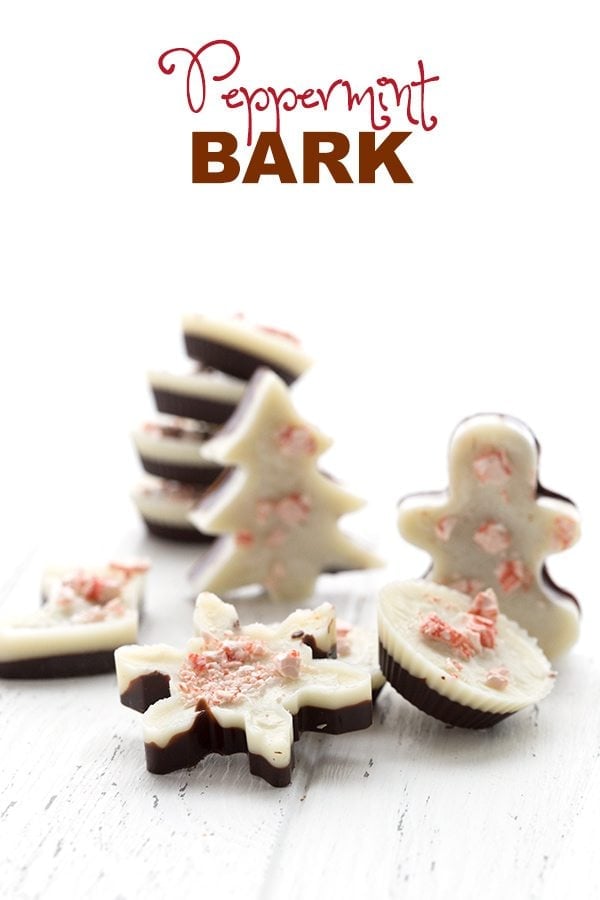 peppermint bark in christmas shapes