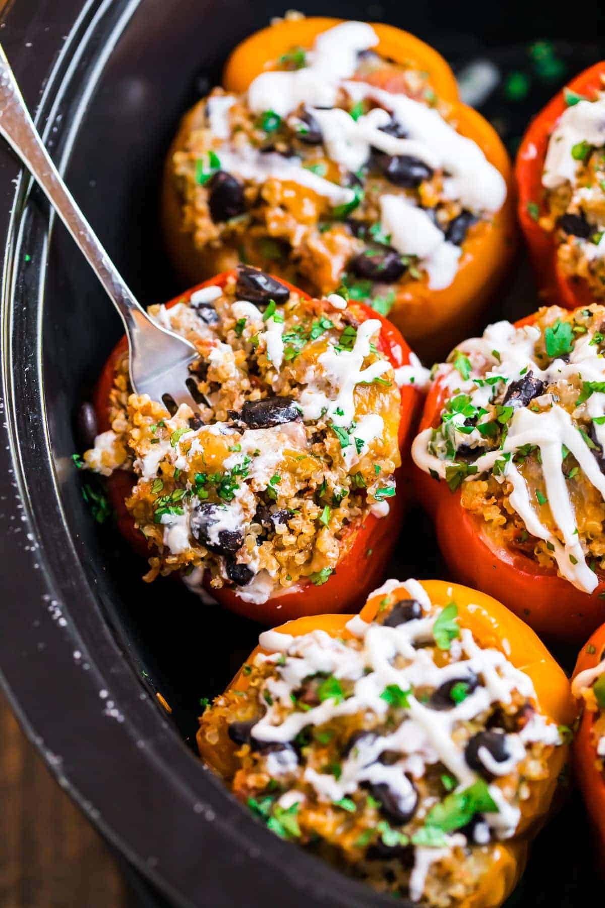 slow cooker stuffed peppers